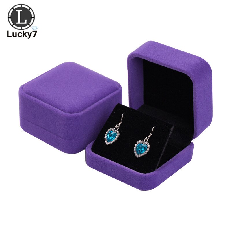 Jewelry Box for Earrings Display Jewellery Storage Boxes Black Velvet Carrying Case Organizer: Purple