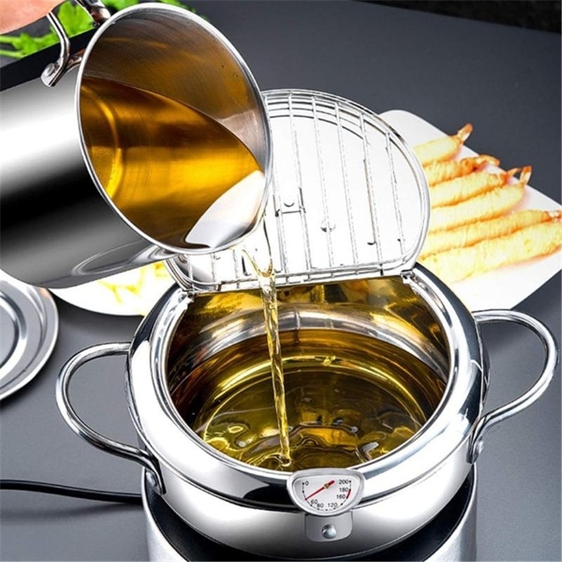 Cucina pentola per friggere termometro Tempura friggitrice pentola controllo della temperatura utensili da cucina in stile giapponese fritto utensili da cucina