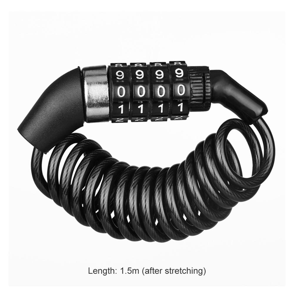 4 Digit Combination Locks Bicycle Helmet Backpack Lock Steel Wire Anti Theft Cable Lock for MTB Mountain Bike Riding Cycling: Black