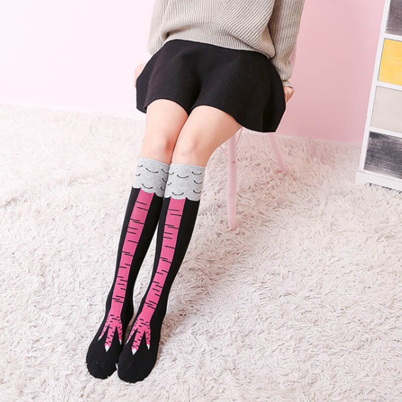 Las mujeres pierna de pollo calcetines estampado calcetines rodilla alta longitud muslo alta calcetines nuevos calcetines atractivo