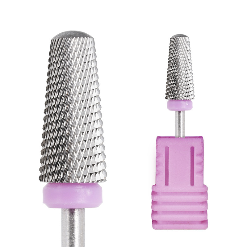 Brocas para uñas de acero de tungsteno 5 en 1, fresa para taladro eléctrico para uñas, máquina de manicura, accesorios para lima de uñas, broca: Púrpura