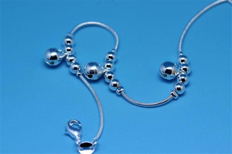 925 Sterling Silver Bracelets For Women Party Accessories Trendy Bell Anklet Girls Jewelry Lady Silver Bracelet