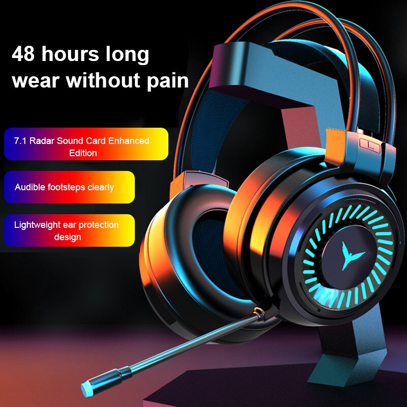 Pink Headset 4D Stereo Surround Colorful Light Headphone With Noise-reducing Microphone USB 3.5mm Gaming Earphone Girl