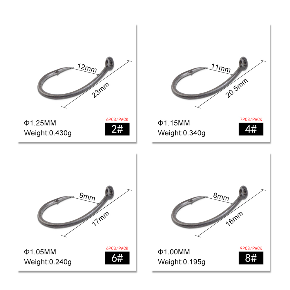 Ftk 3 pakker europa karpe krok 2/4/6/8 karbonstål matt svart sirkel karpe fiske krok med ring ferskvann mothager enkelt japan