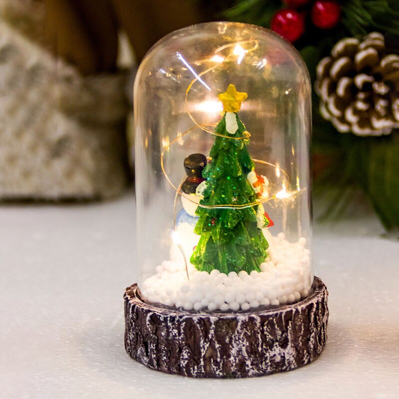 Kerst sneeuwbal nachtlampje decoratieve kinderen lichtgevende speelgoed ornamenten glazen deksel verlichting rendierboom festival ornamenten