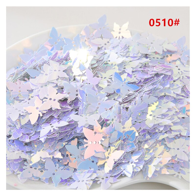 Vlinder Vorm Pvc Bulk Nail Pailletten Nagels Diy Pailletten Kleding Naaibenodigdheden Schoeisel Accessoires Partij Decoratie: Golden white / 20g