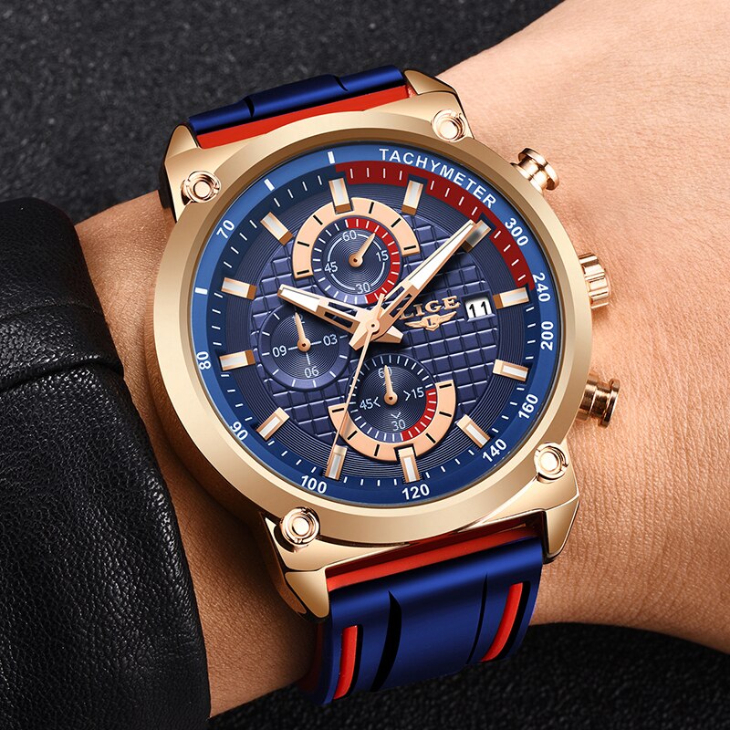 LUIK Horloge Chronograaf Sport Heren Horloges Quartz Klok Siliconen Band Man Horloge Relogio Masculino Cadeau voor Mannen