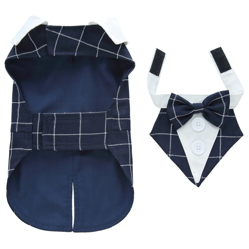 Disfraz de mascota masculino de lujo para perros pequeños, traje de frac para cachorros de , vestido para Chihuahua, mascotas malaltesas, ropa de boda: L / Gris