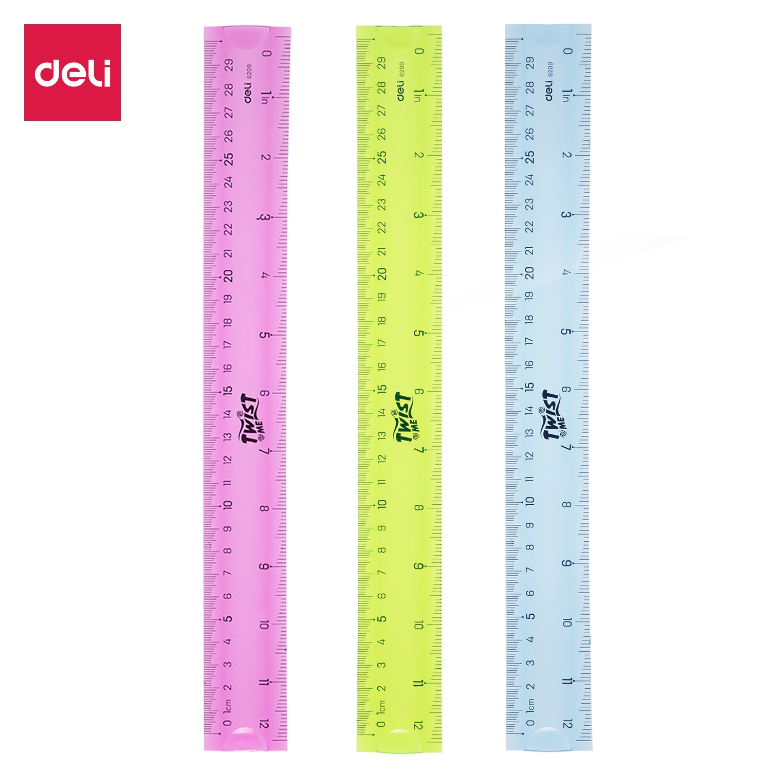 Deli Flexible Ruler School Drafting Tool Cm Inch Measure Colorful Soft Rulers Stationery: 1PCS 30cm(Random)