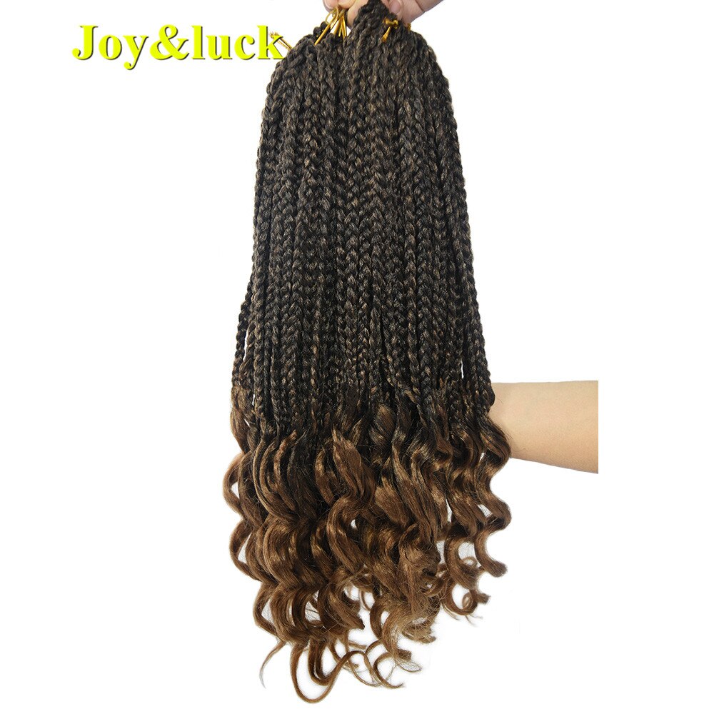 Joy & luck-boîte synthétique longue de 18 pouces | Extensions de cheveux, pointes bouclées, couleur Ombre, Crochet pour tressage, pour femmes: T27