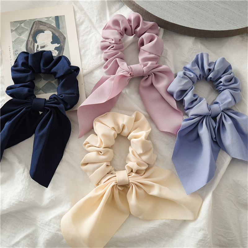 Kvinnor håraccessoarer hår scrunchie rosetter hästsvanshållare hårband godis färg rosett knut scrunchy flickor hårslipsar