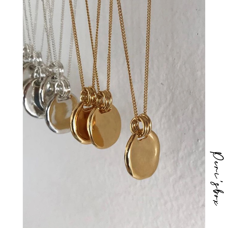 Peri&#39;sbox – collier ras du cou en argent Sterling 925 avec disque en or martelé, pièce de monnaie Concave texturée, médaillon rond Simple