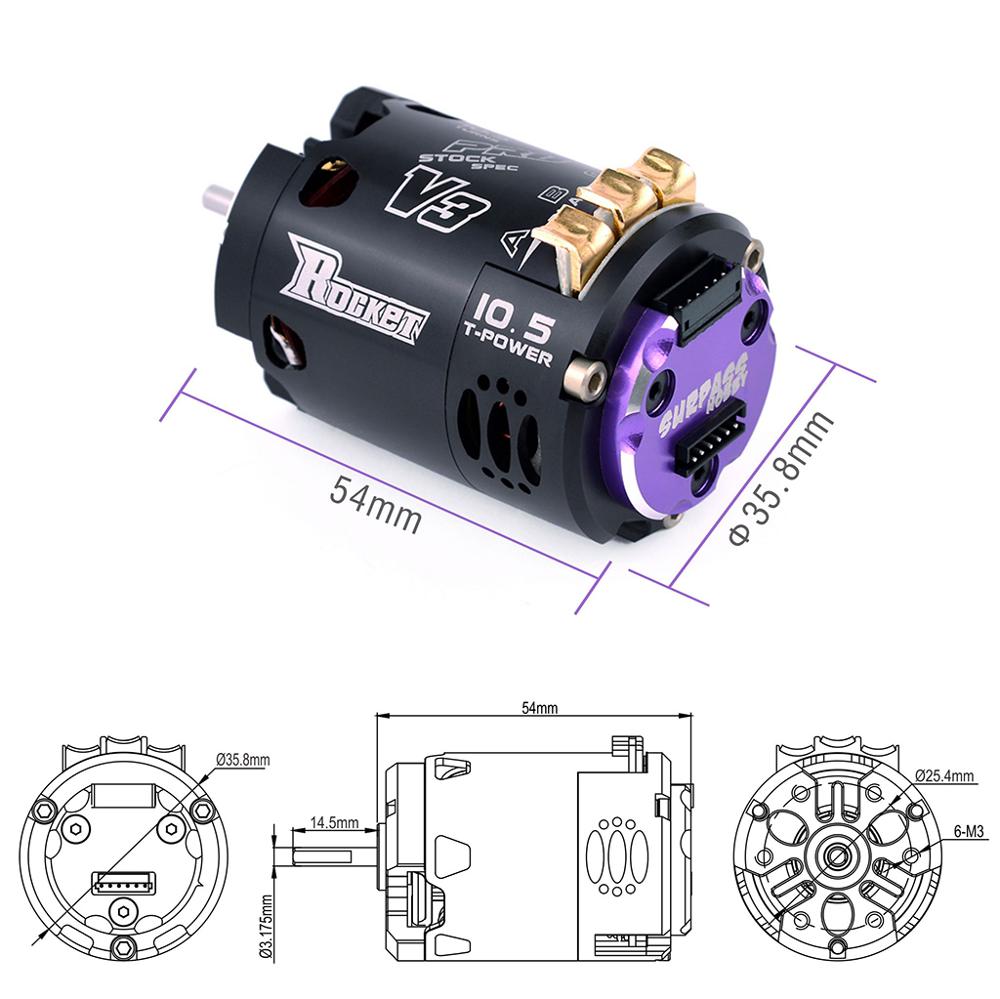 Surpass Hobby Rocket 540 V3 Pro (MODIFIED) Sensored Brushless Motor 3.5/4.5/5.5T For Electric Hub Motor 1/10 1/12 RC Drift Car