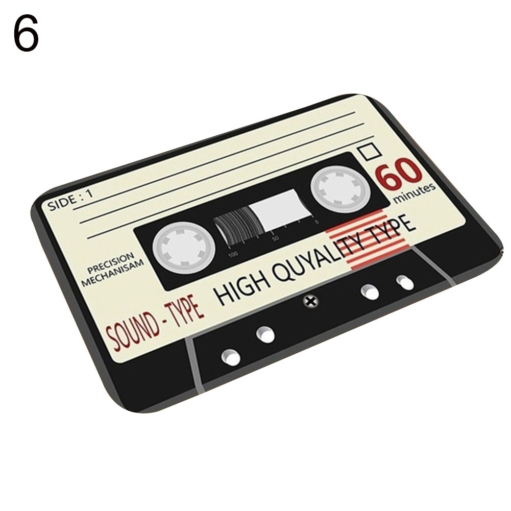 Vintage kassettebånd skridsikker rektangel dørmåtte tæppe indgang gulv indretning: 6