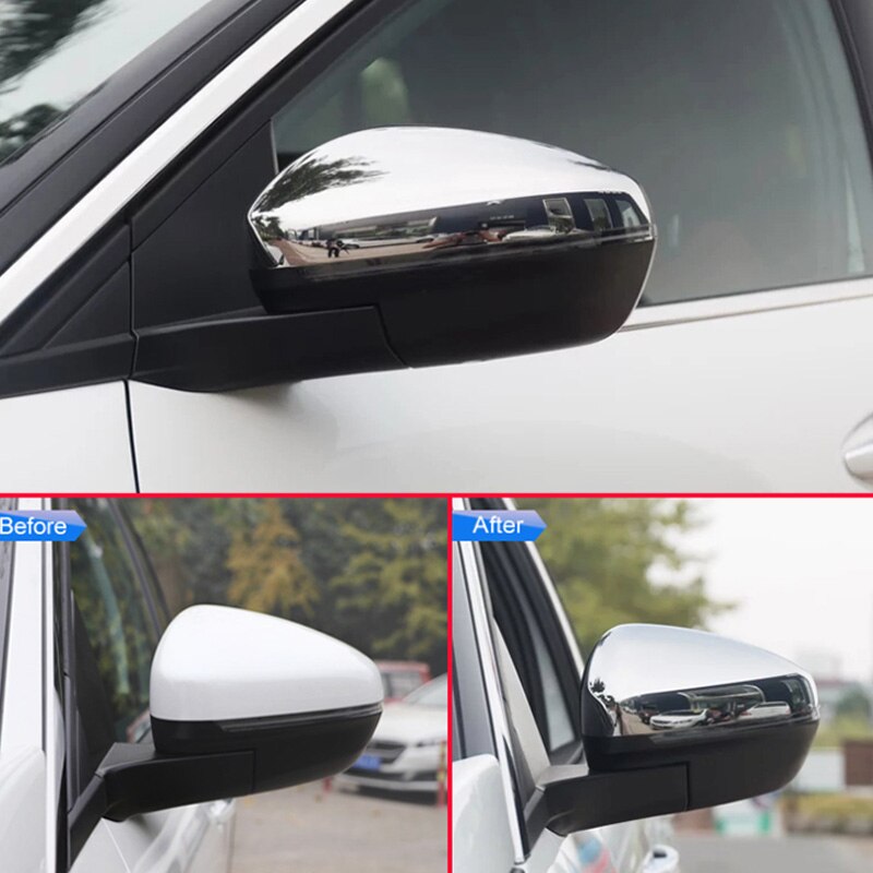 Krom bil styling sidospeglar glansiga par täcka tillbehör till peugeot 3008 5008 backspegel bakifrån