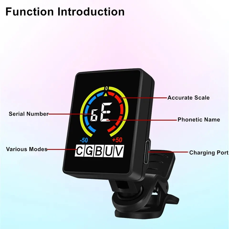 Acessórios afinador de guitarra micro cabeçote carregamento usb afinador para guitarra elétrica acústica baixo bandolim banjo ukulele