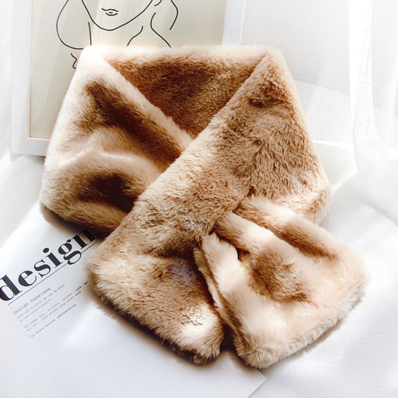 15x90cm femmes hiver épaissir peluche Faux lapin fourrure écharpe solide couleur bonbon col châle cou plus haussements d'épaules tricoté foulard 6