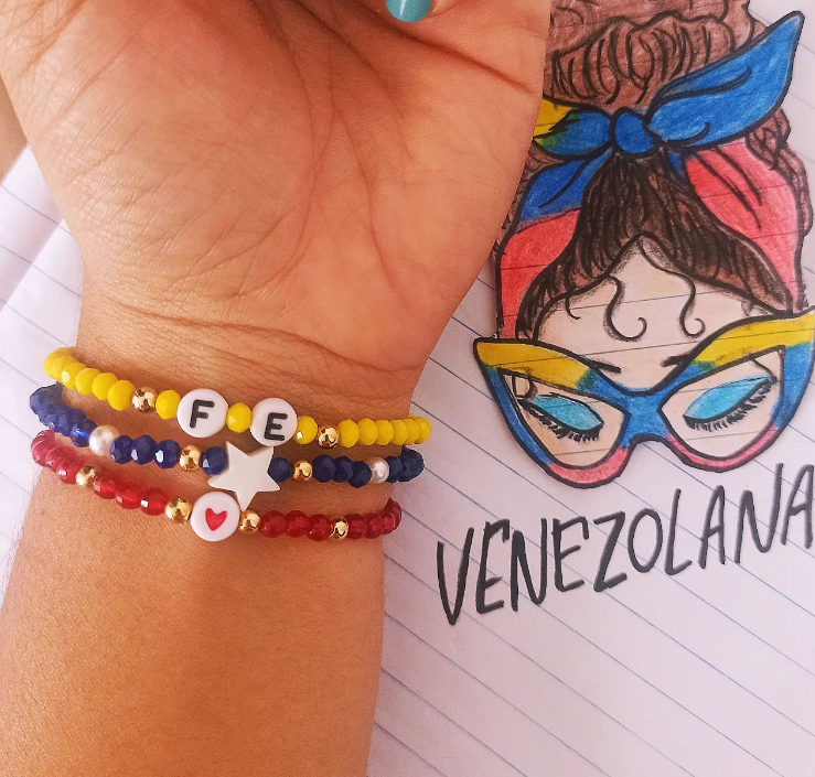 handmade Venezuela beaded bracelet, Venezuelan jewelry: Pure Gold Color