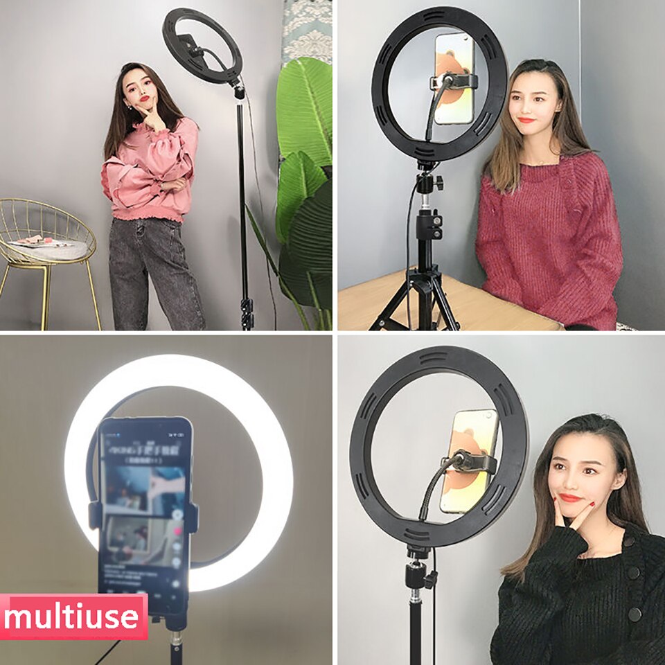 10 Inch Led Ring Licht mit Stativ Felge Ringlight Selfie Foto Runde Ring Lampe Rechts Licht für Smartphone Fotografie Schießen