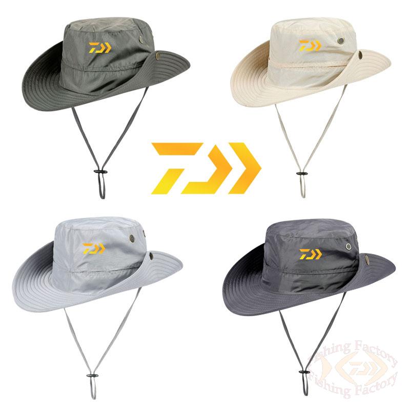 Daiwa Unisex Fishing Caps Bucket Hat Outdoor Uv Protection Adjustable Breathable Fishing Hats Solid Wide Brim Cap