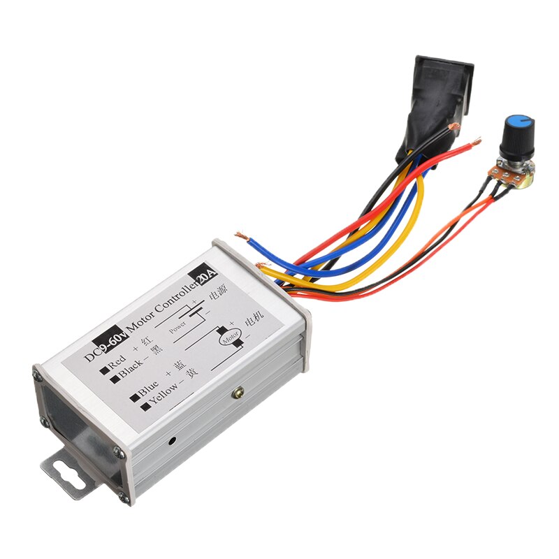 20A DC 9-60V 12V 24V 36V 20A PWM Motor Speed Regulator Motor CW CCW Reversible Switch Adjust The Current