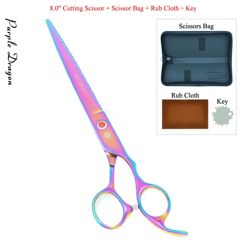 8.0 &quot;lila Drachen Hunde Pflege Schere Haustiere Gerade Gebogen Schneiden Tijeras Friseur 7.5&quot; Ausdünnung Scher Ebene Trimmer B0051B: B0051B-02-80