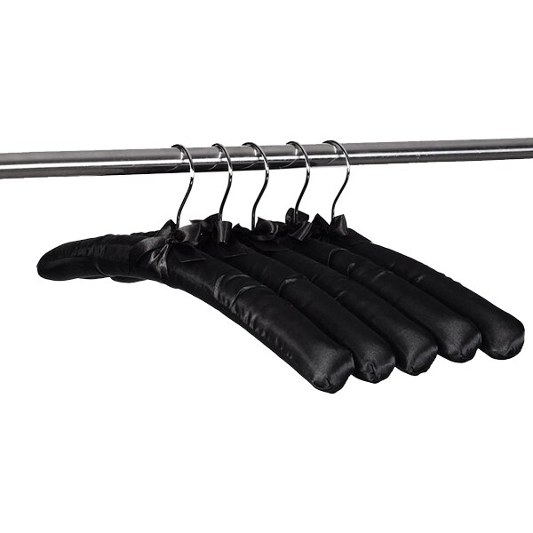 15Inch Large Satin Padded Hangers ,Silk Hanger for Wedding Dress Clothes,Coats,Suits,Blouse (Black,15 Pack)