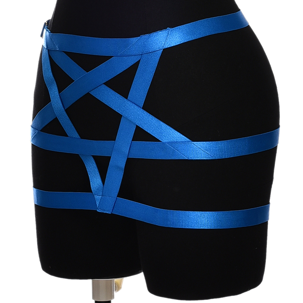 Arnés de pentagrama de estrella, falda ajustable, jaula de cuerpo, ropa Sexy hueca para , Liga de colocación gótica, arnés para el cuerpo