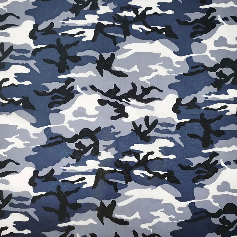 Camouflage Headband Cotton Bandanas Square Scarf Head Man Women Cycling Sun Protection Sports Breathable Printed Mask Headscarf: Blue