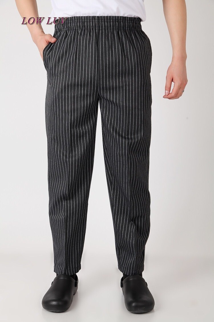 chef service chef uniforms chef executive chef pants black stripes elastic restaurant uniforms: 2 / L