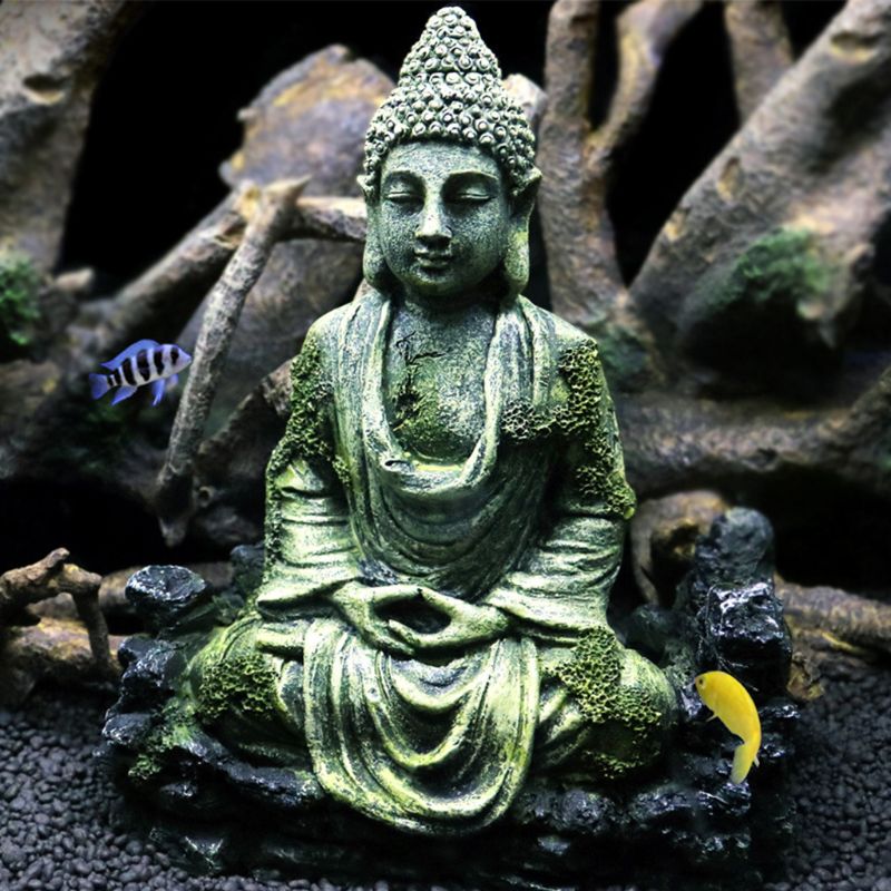 Harz Alte Nachahmung Buddha Statue Ruinen Aquarium Ornament Aquarium Dekor angeln zubehör Aquarium dekor
