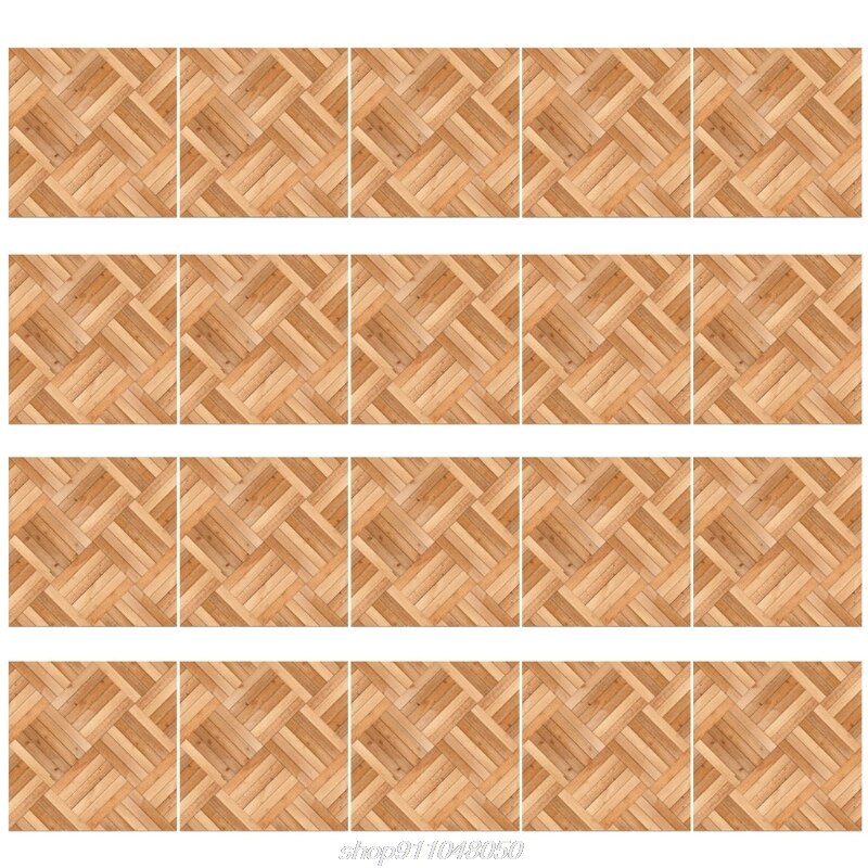 20pcs Imitation Wood Grain Tile Floor Wall Stickers DIY Self Adhesive Kitchen Bathroom Home Decoration A01 21: B