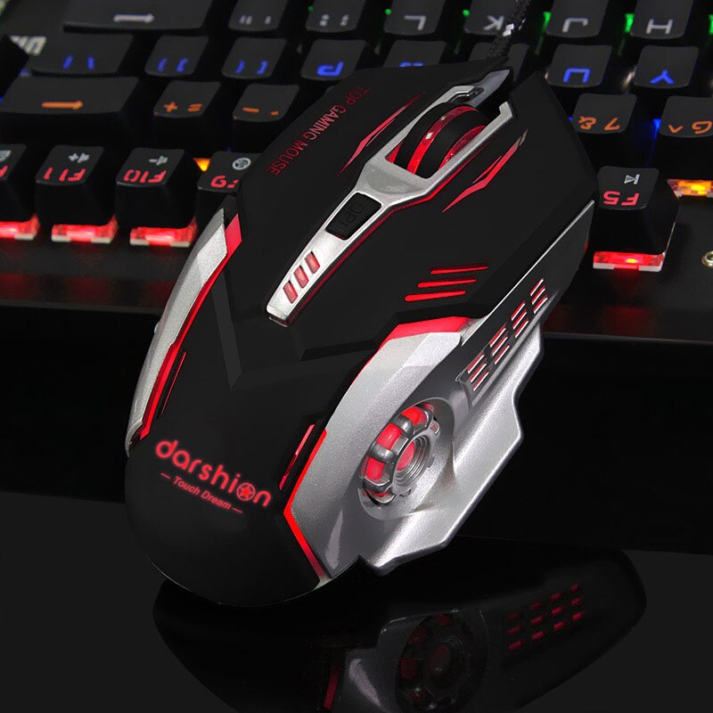 Gaming Mouse Computer Wired Glow Macro Definition Mice 6 Buttons 3200DPI USB Optical For Laptop Desktop
