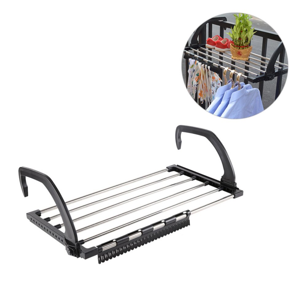 Stainless Steel Balcony Drying Shoe Rack Multi-function Folding Window Diaper Drying Rack Laundry Clothes Dryer Portable Indoor