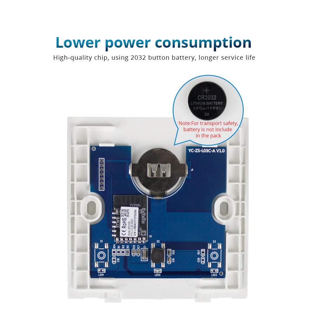 Zemismart Tuya Zigbee Wireless Switch Battery Wall Remote with Push Button Smart Life 1 2 3 Gangs