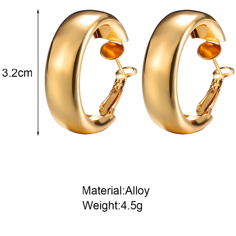 17Km Trendy Eenvoudige Zilveren Kleur Hoepel Oorbellen Voor Vrouwen Girl Gold Cirkel Ronde Minimalistische Oorbellen Party Sieraden