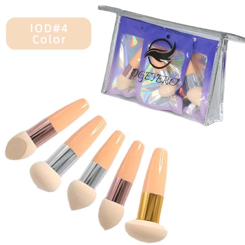 Esponja de base de maquillaje con cabeza de hongo, esponja de mezcla de polvo, Kit de belleza suave, herramientas de maquillaje cosmético , 5 piezas: IOD-4    Color