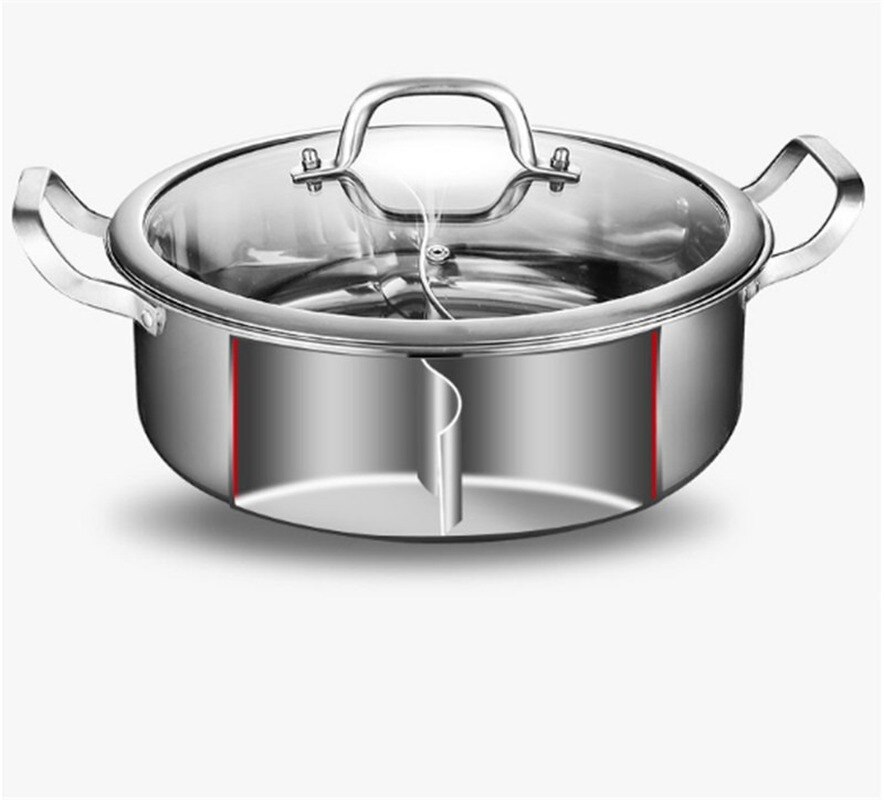 Thickened 304 stainless steel two flavors hotpot special pot for induction cooker pots for cooking soup dumpling noodles pot