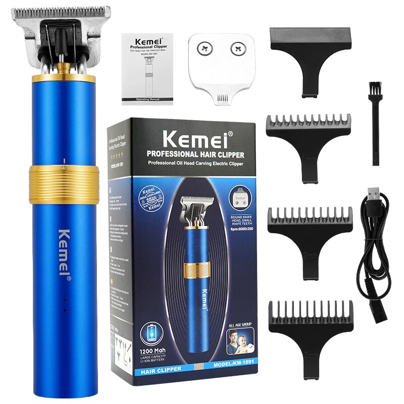 2 in 1 Hair Clipper Bart Nase Trimmer männer Barber USB Aufladbare Klinge 0mm Kahlen Haar Schneiden maschine: Blue-Box