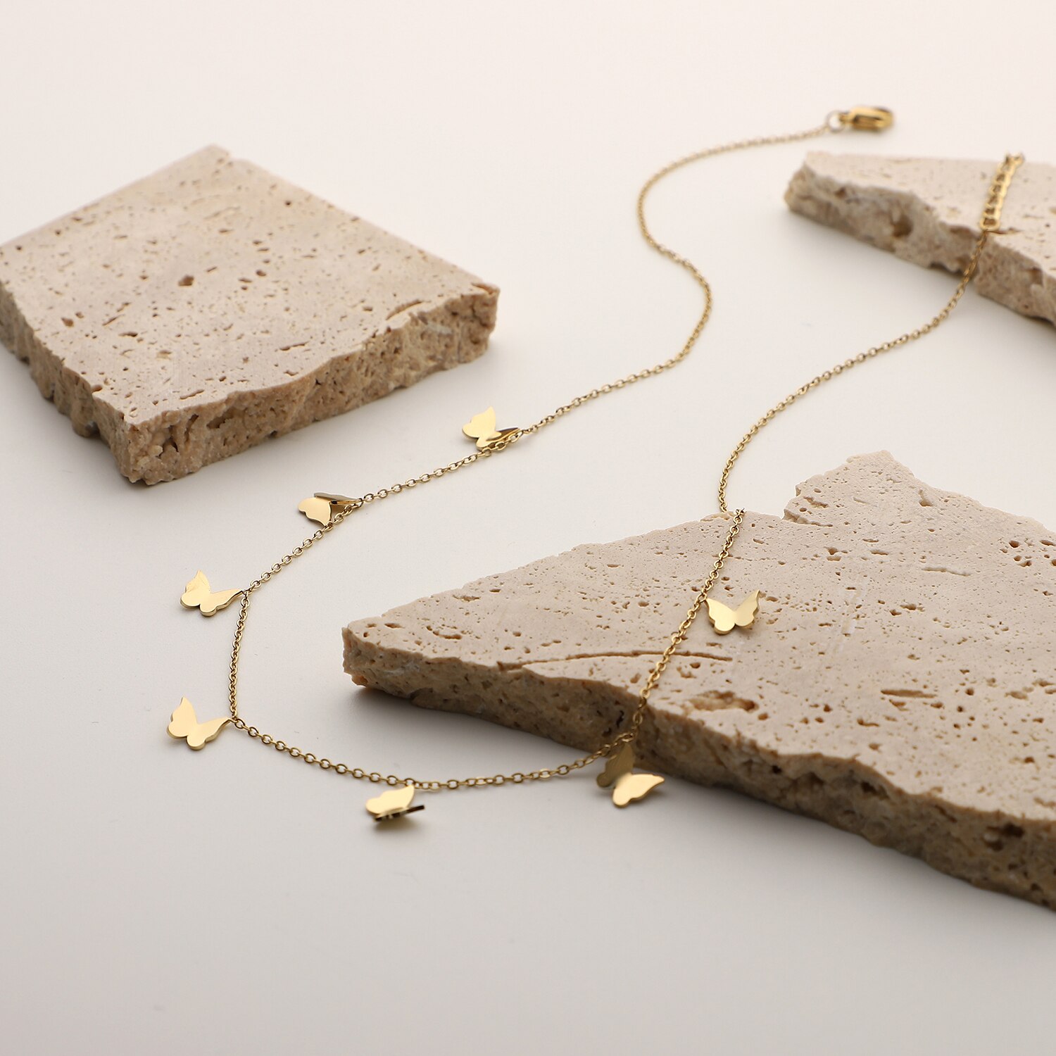 14K Vergulde Roestvrij Staal Meerdere Mini Vlinder Hanger Ketting Voor Vrouwen Meisjes Delicate Elegante Choker Sieraden