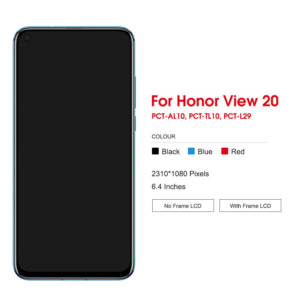 6.4&#39;&#39; Original For Huawei Honor View20 View 20 LCD Touch Screen Digitizer with frame Assembly for Honor V20 LCD Screen Replace