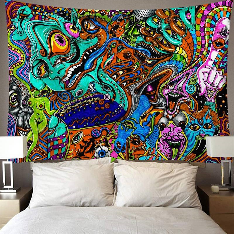 Psychedelische Arabesque Mysterieuze Tapestry Hippie Tapestry Abstract Patroon Trippy Tapestry Fantasy Magical Fractal Tapestry
