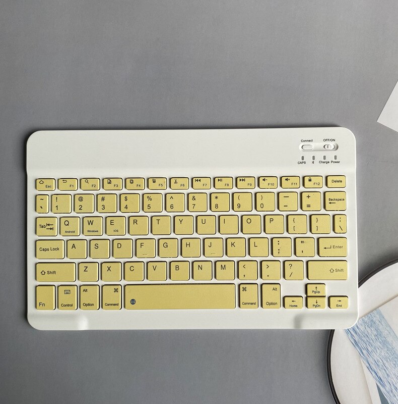 EAOR 80-key Mini Bluetooth Keyboard for iPad Tablet Rechargeable Slim Wireless Keyboard for Android iOS Windows Samsung Huawei: Yellow-10 inch
