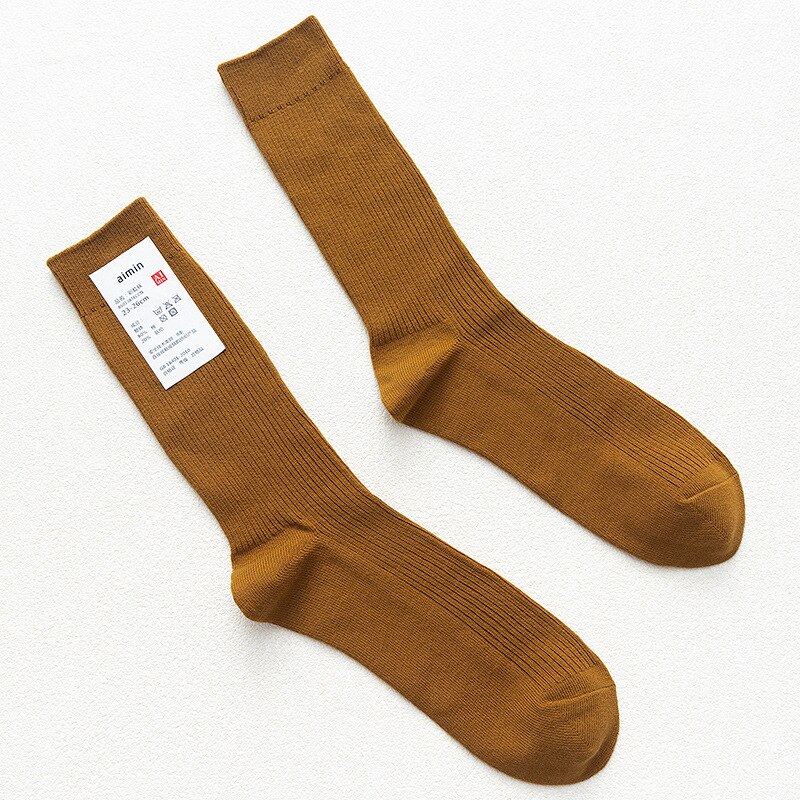 CHAOZHU Japanische Doppelnadeln Baumwolle Stricken Rippe Dünne Business Baumwolle Lange Herrensocken Stretch Casual Täglich Basic Markensocken
