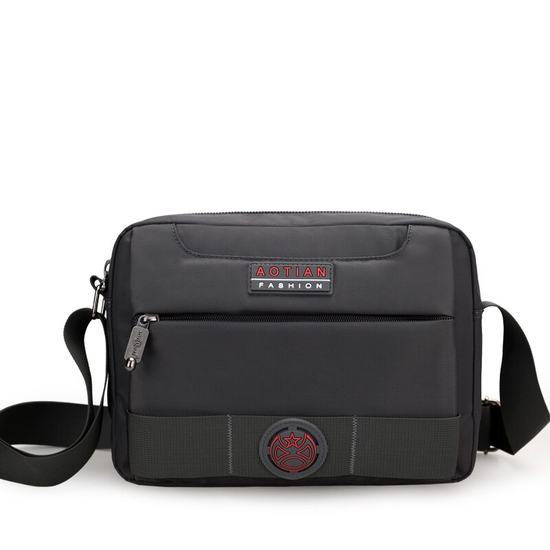 AOTIAN, , bolsos de mensajero para hombres, mochilas escolares de Nylon, bolso cruzado de oxford para viajes, bolsas de negocios: Gris oscuro