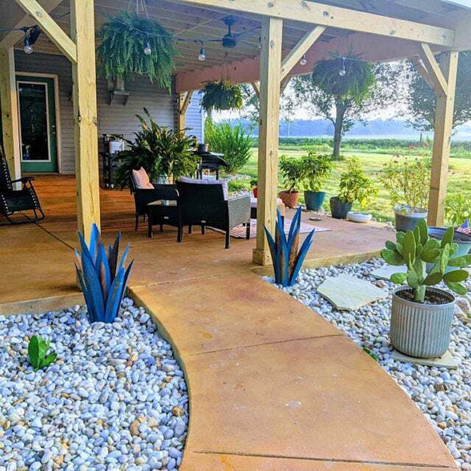 Nouvelle décoration de jardin en métal extérieur, 9 feuilles, Sculpture rustique, Art Tequila