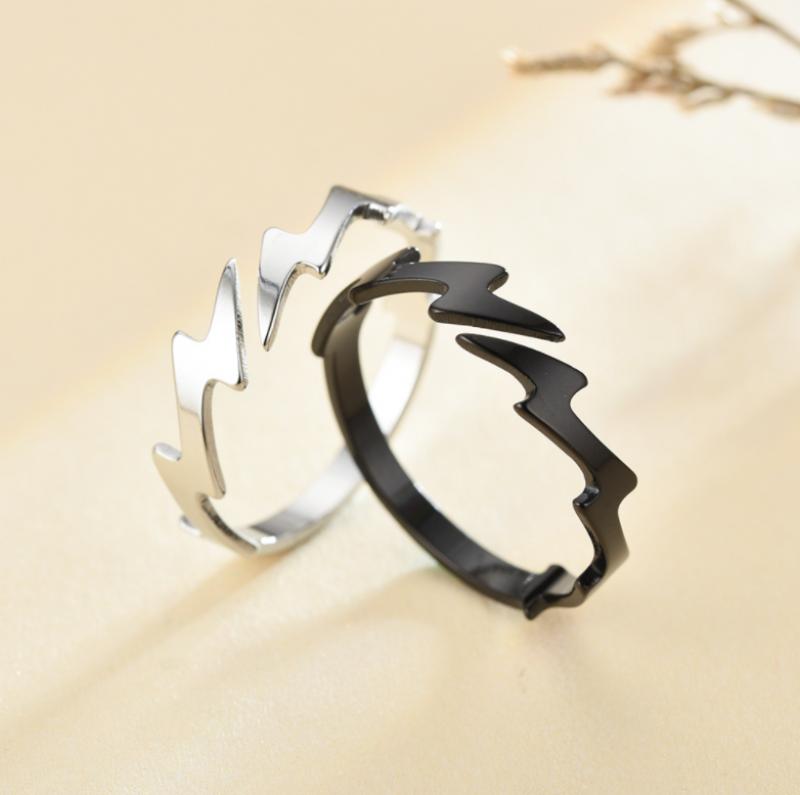 Ring Two-Tone European and American Stainless Steel Lightning Open Ring