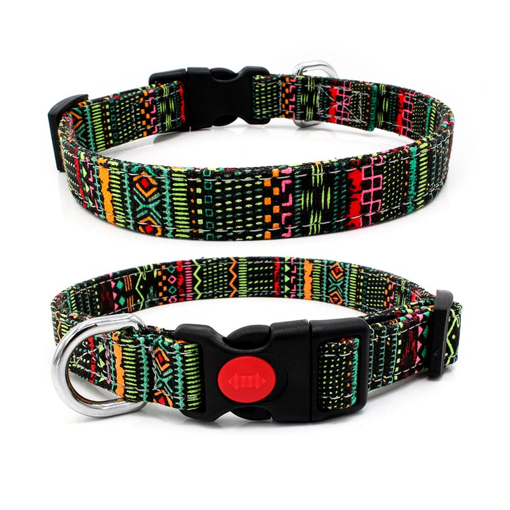 Halsband Voor Bulldog Pit Bull Verstelbare Nylon Gedrukt Halsband Met Veiligheid Gesp Kitten Kat Puppy Neck Strap Pet producten: E / S