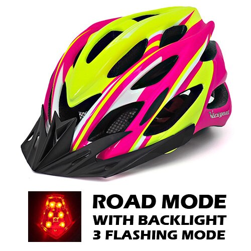 VICTGOAL Fahrrad Helm Licht Radfahren Helm Sonnenblende LED-hintergrundbeleuchtung Sicherheit MTB Berg Straße Fahrrad Helme Angeformten