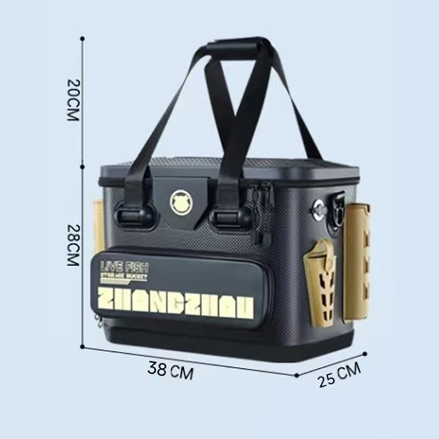 Barril de pesca, caja de peces vivos, anzuelo de pesca multifuncional EVA, caja de cuentas de parada, cubo de pesca grueso portátil de gran capacidad: Borgoña